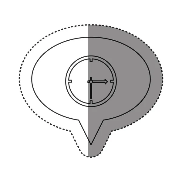 Klistermärke av monokroma konturen av oval tal med väggklocka — Stock vektor