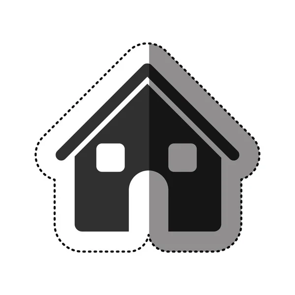 Pegatina de silueta negra de casa de dos pisos en fondo blanco — Vector de stock
