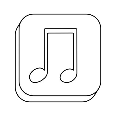 kare siluet düğmesini kontur müzik notu ile