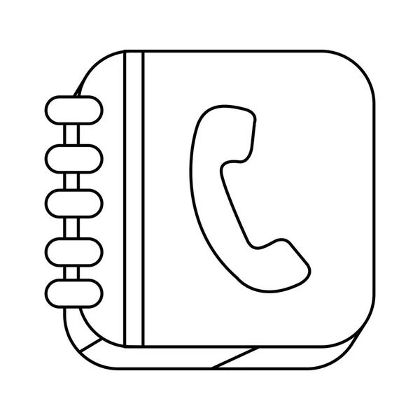 Libreta de teléfonos de silueta con anillos espirales — Vector de stock