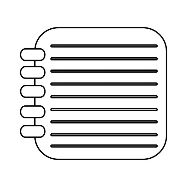 Schizzo silhouette spirale icona notebook piatto — Vettoriale Stock