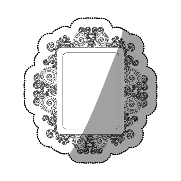 Sticker zwart-wit vierkant vintage barok frame — Stockvector