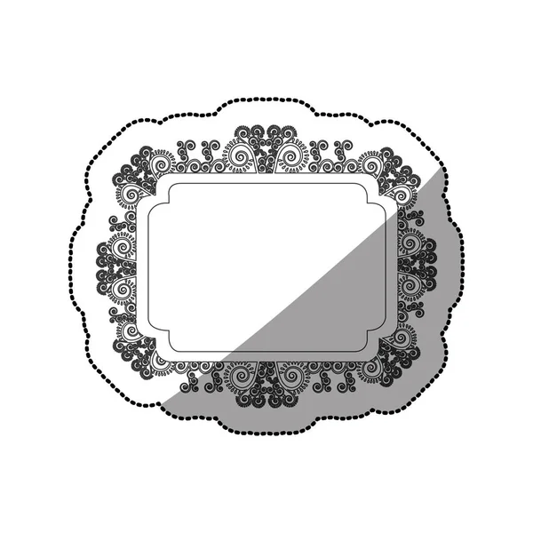 Sticker monochrome curved rectangle vintage baroque frame — Stock Vector