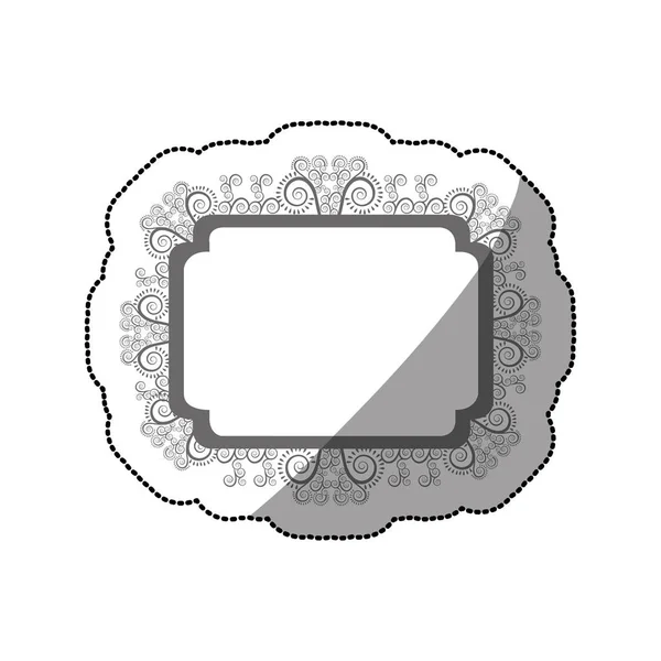 Sticker gray scale curved rectangle vintage baroque frame — Stock Vector