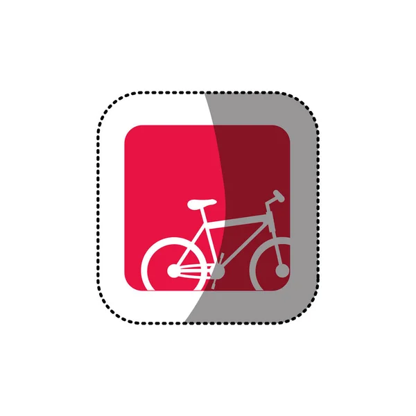 Sticker color square button with contour sport bike — Stock Vector