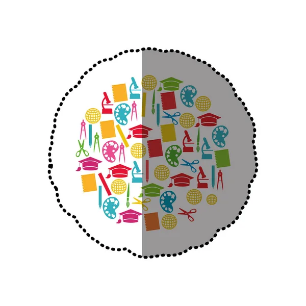 Kolorowe naklejki zestaw ikon badania w kształcie koła — Wektor stockowy