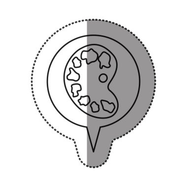 Resim paleti simgesi dairesel konuşma ile tek renkli kontur etiket