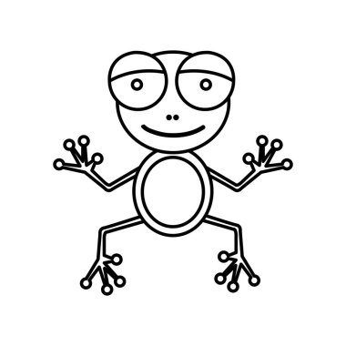 Kroki siluet çizgi film sevimli kurbağa amfibi