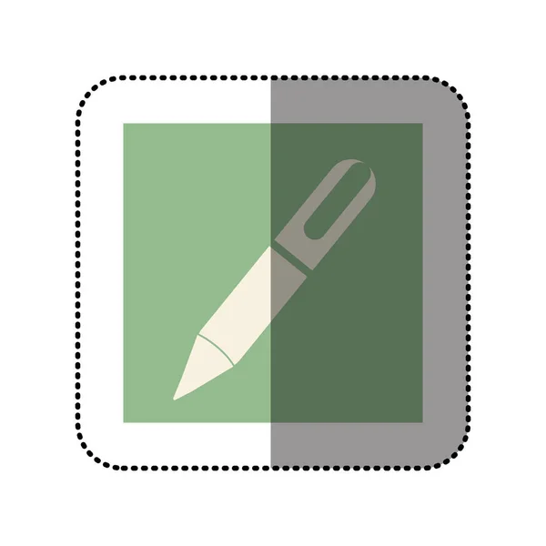 Aufkleber quadratisch mit Stift-Symbol — Stockvektor