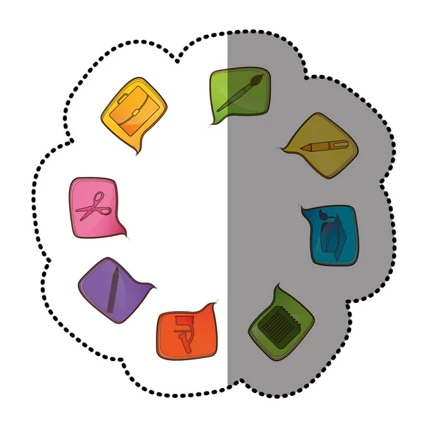 Kleurset voor studie icons in vierkante toespraak — Stockvector