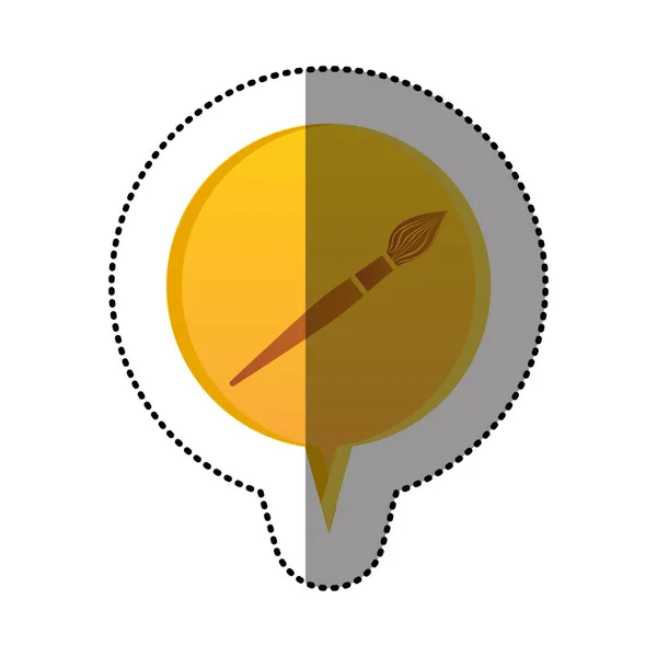 Pegatina de color con icono de pincel en el habla circular — Vector de stock