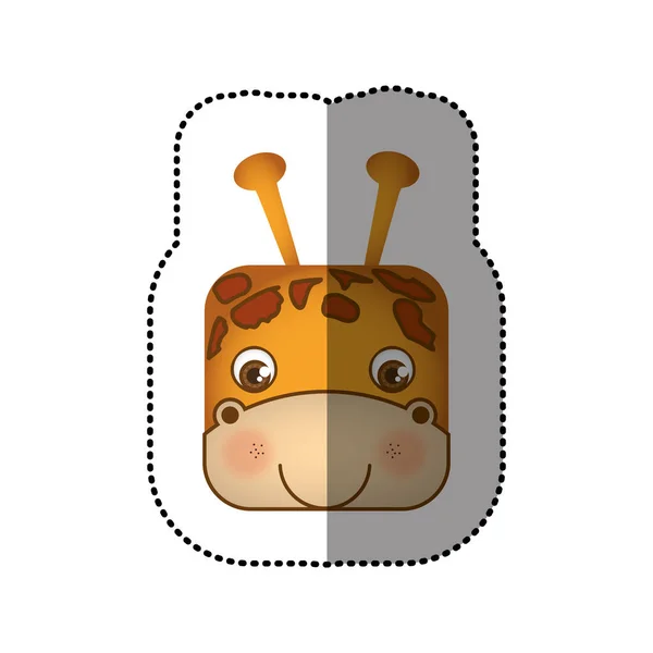 Autocollant visage coloré de girafe en forme carrée — Image vectorielle