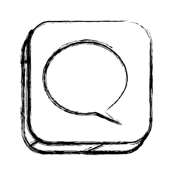 Μονόχρωμη σκίτσο του κουμπί τετράγωνο με παράθυρο διαλόγου — Διανυσματικό Αρχείο