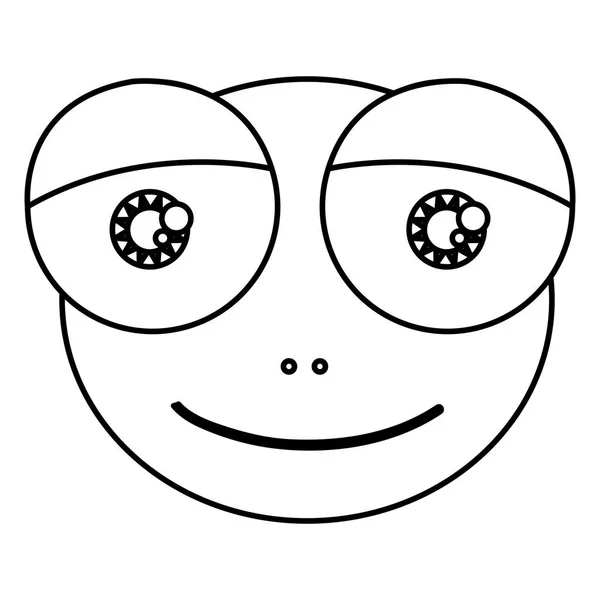 Σιλουέτα κινουμένων σχεδίων χαριτωμένο πρόσωπο φρύνος αμφίβιο με εκφραστικά μάτια — Διανυσματικό Αρχείο