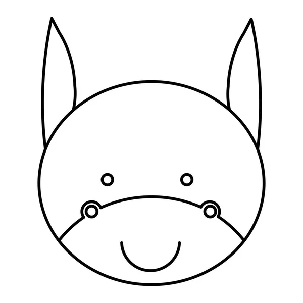 Silhouet karikatuur schattig gezicht ezel dierlijk landbouwbedrijf pictogram — Stockvector