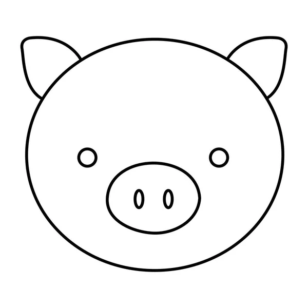 Silhouette visage mignon porc animal ferme icône — Image vectorielle