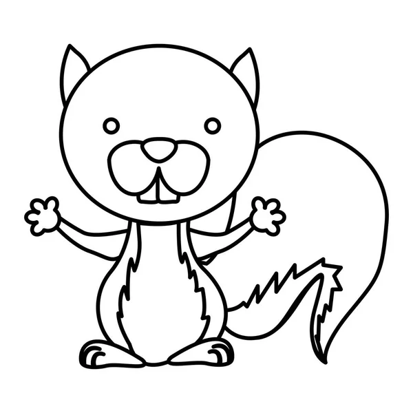 실루엣 그림 귀여운 다람쥐 동물 설치류 — 스톡 벡터
