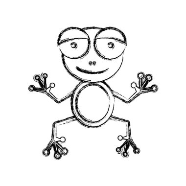 bulanık kroki siluet çizgi film sevimli kurbağa amfibi