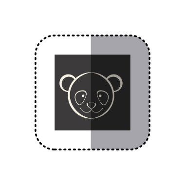 panda yüzü ile siyah arka plan kare etiket