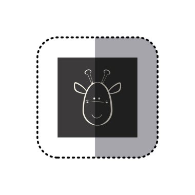 zürafa yüzü ile siyah arka plan kare etiket