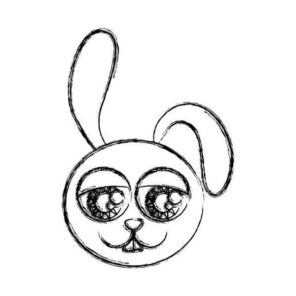 Wazig silhouet karikatuur gezicht konijn dier met expressieve ogen — Stockvector