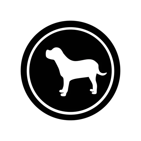 Cadre circulaire avec figurine gros chien animal — Image vectorielle