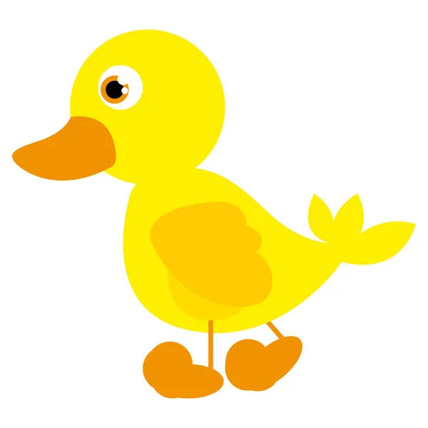 Caricatura amarillo pato vista lateral animal icono — Vector de stock