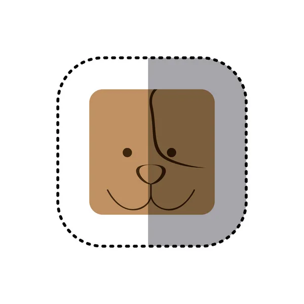 Autocollant visage coloré de visage de chien dans un cadre carré — Image vectorielle