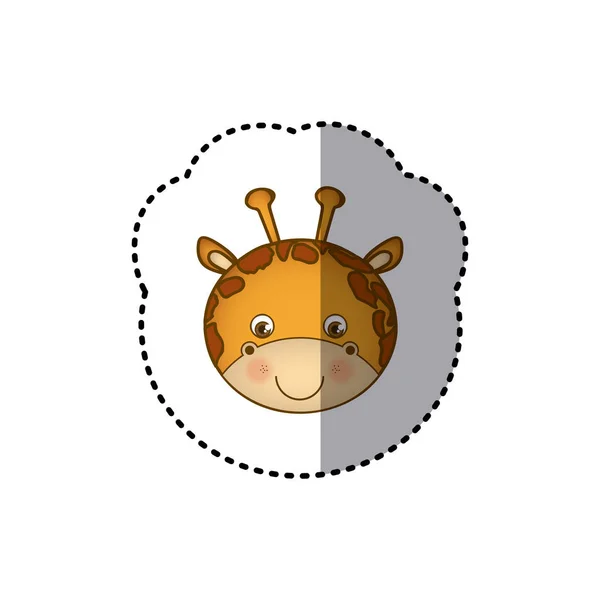 Sticker kleurrijke foto gezicht schattig giraffe dier — Stockvector