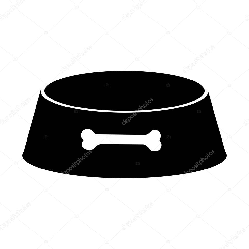 black silhouette pet bowl with bone symbol