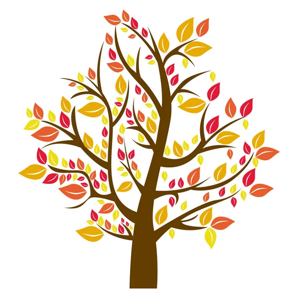 Arbre de silhouette en automne — Image vectorielle