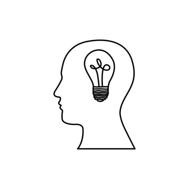 beyin ampul simgesi olan kişi