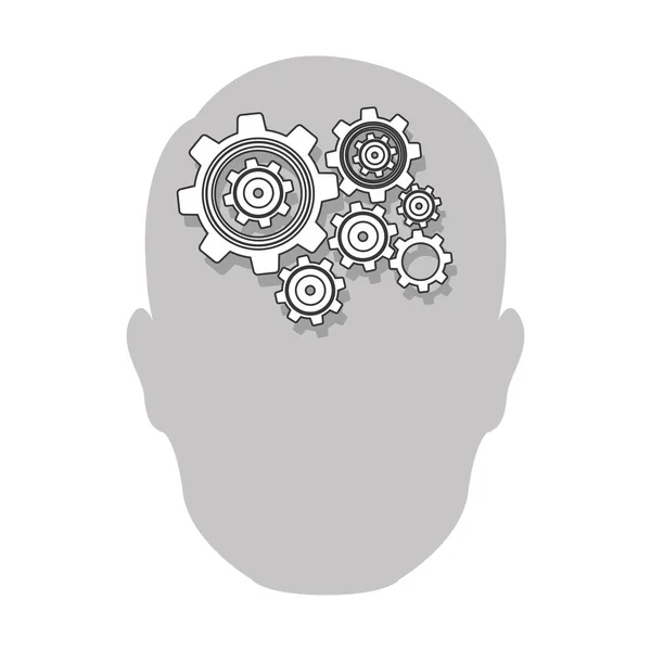 Person gear brain icon — Stock Vector