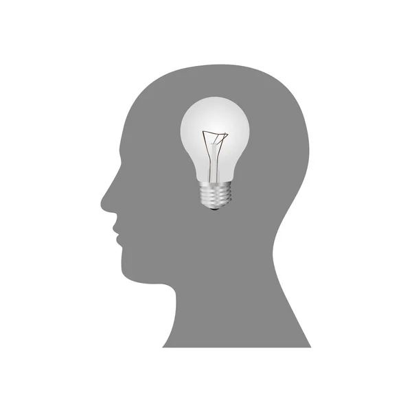 Pessoa com ícone de lâmpada cerebral — Vetor de Stock