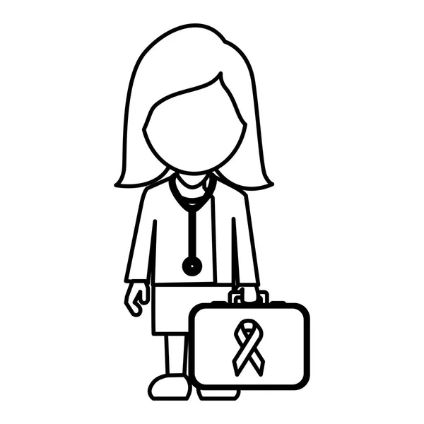 Professional lady-doctor with emergency briefcase — Stock Vector