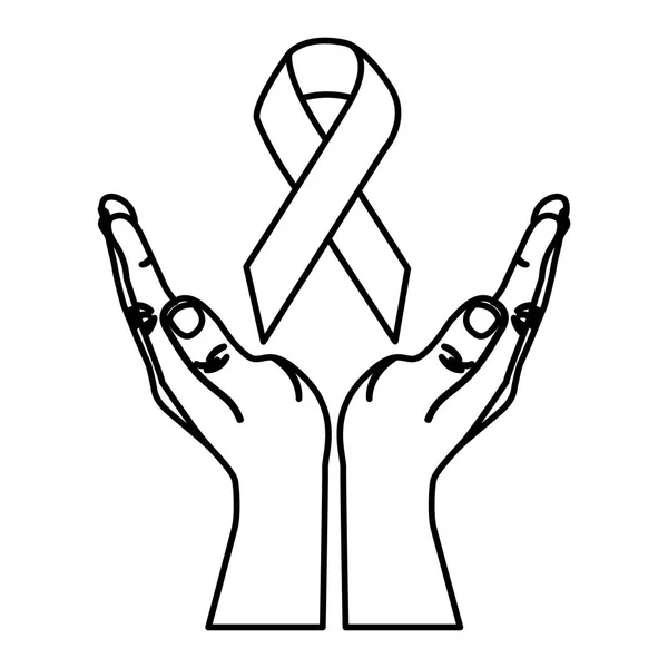 Handen houden borst kanker symbool — Stockvector