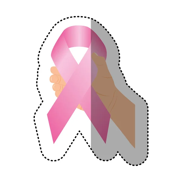 Main tenant le symbole du cancer du sein — Image vectorielle