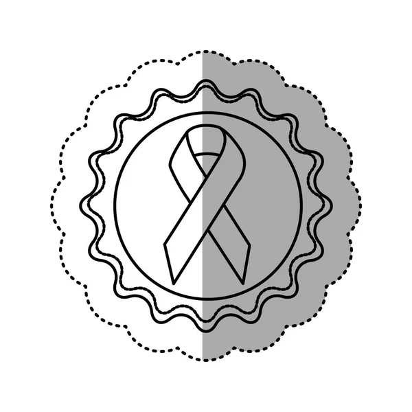 Étiquette circulaire avec symbole du cancer du sein — Image vectorielle
