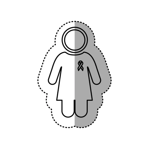 Frau mit Brustkrebs-Symbol — Stockvektor