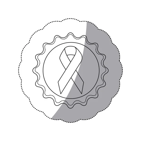 Emblème de contour avec symbole de cancer du sein — Image vectorielle