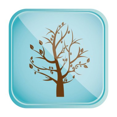 renkli kare çerçeve ve sonbahar ağacı ile mavi arka plan