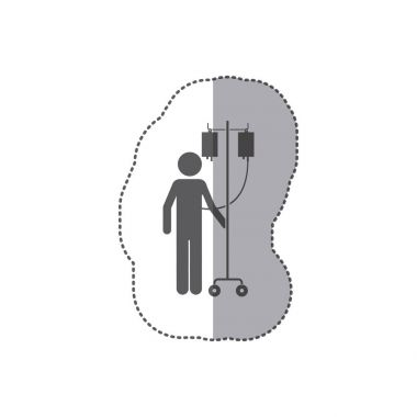 etiket tek renkli sembol kişi hastaneye kaldırıldı