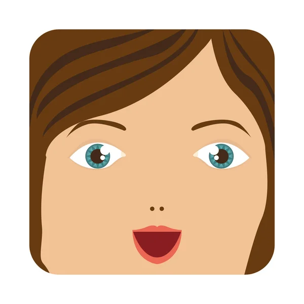 Desenho animado humano fêmea sorridente expressão rosto — Vetor de Stock