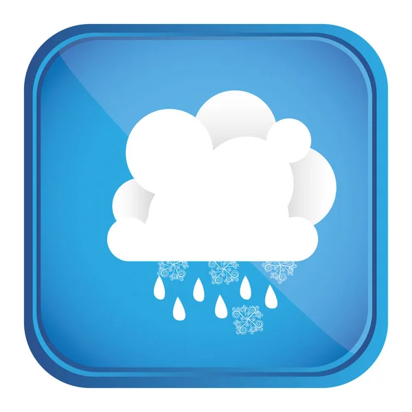 Colorful square frame and blue background with cumulus of clouds with rain — Stock Vector