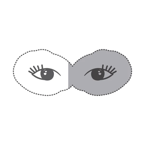 Stiker siluet pasangan ikon mata wanita - Stok Vektor