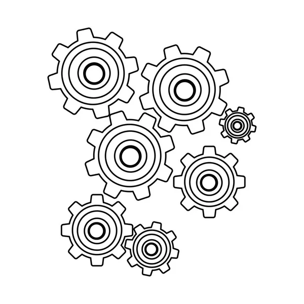 Monochrome Kontur mit Ritzelsatz — Stockvektor