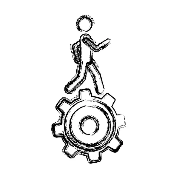 Boceto monocromo del hombre sobre el piñón — Vector de stock