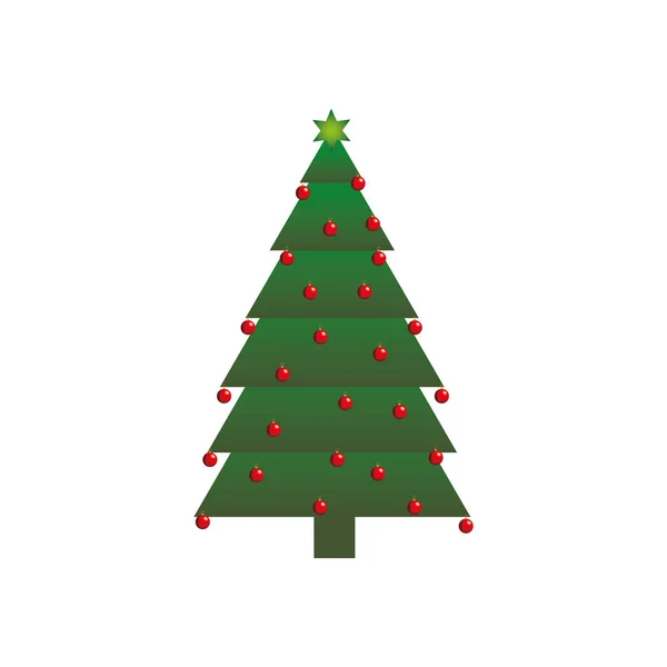 Arbre de Noël vert avec tronc et guirlandes — Image vectorielle