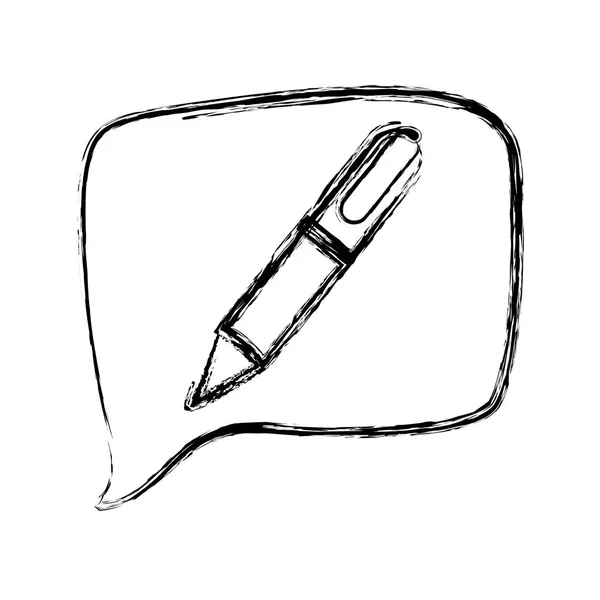 Σχήμα τετράγωνο συνομιλία φούσκα με στυλό μέσα — Διανυσματικό Αρχείο
