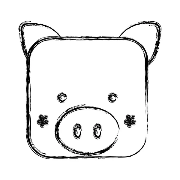 Figure square pig face animal — Stock Vector